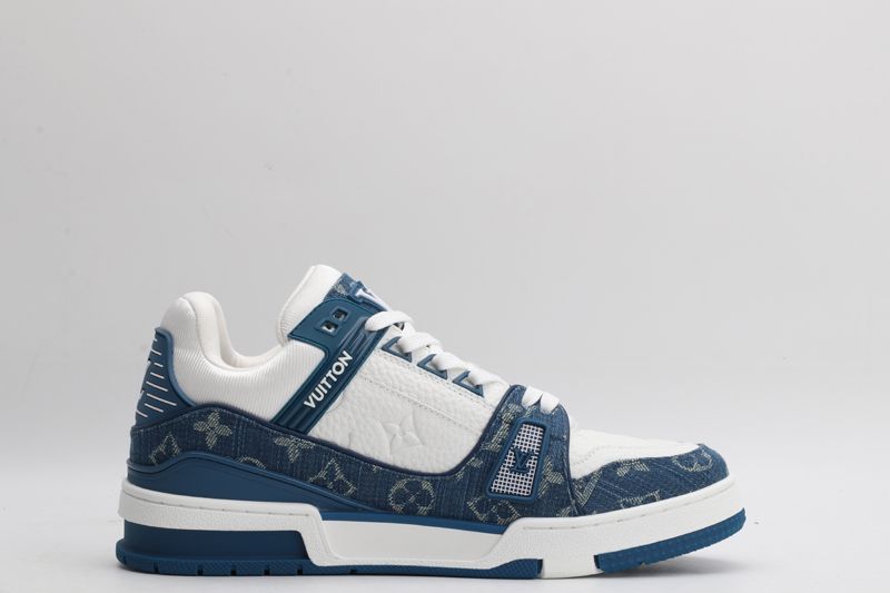 LV Trainer Monogram Denim White Bluel - Sneakerz Club UK