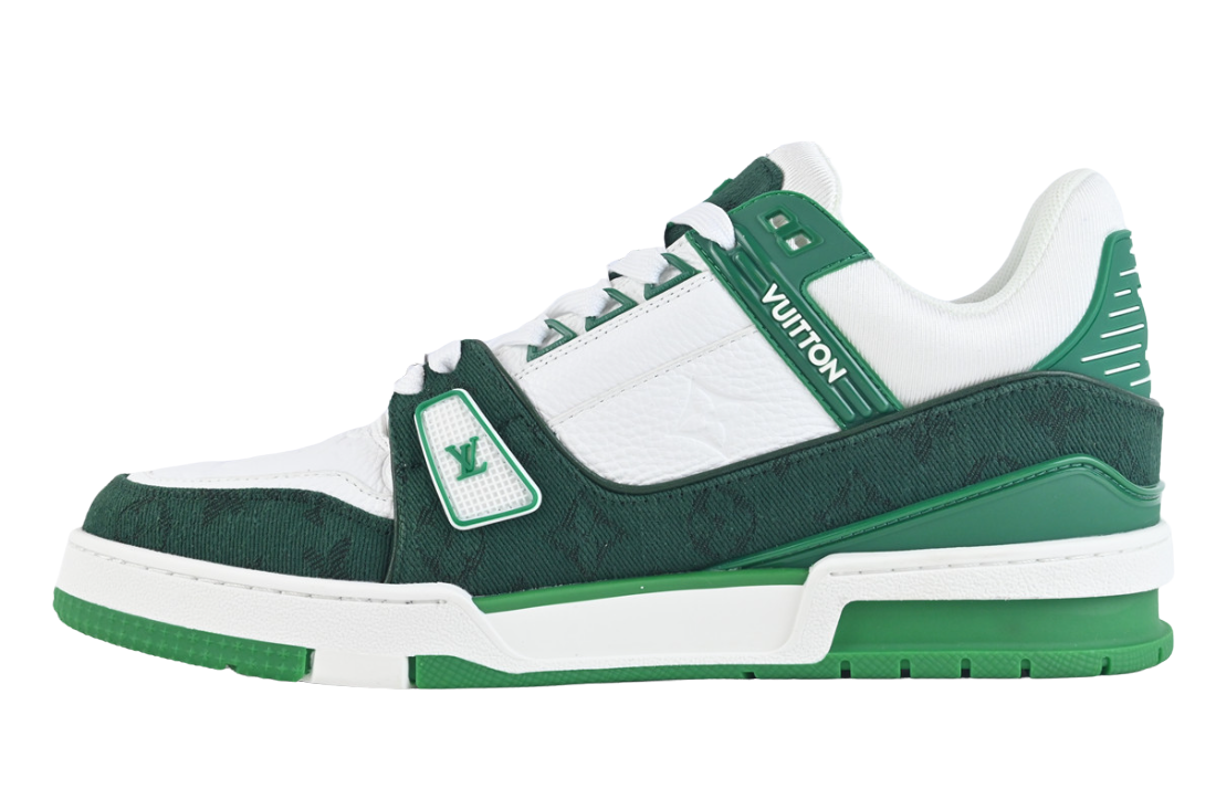 LV Trainer Green Monogram Denim White - Sneakerz Club UK