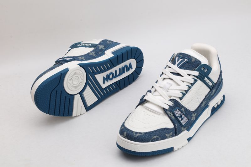 LV Trainer Monogram Denim White Bluel - Sneakerz Club UK