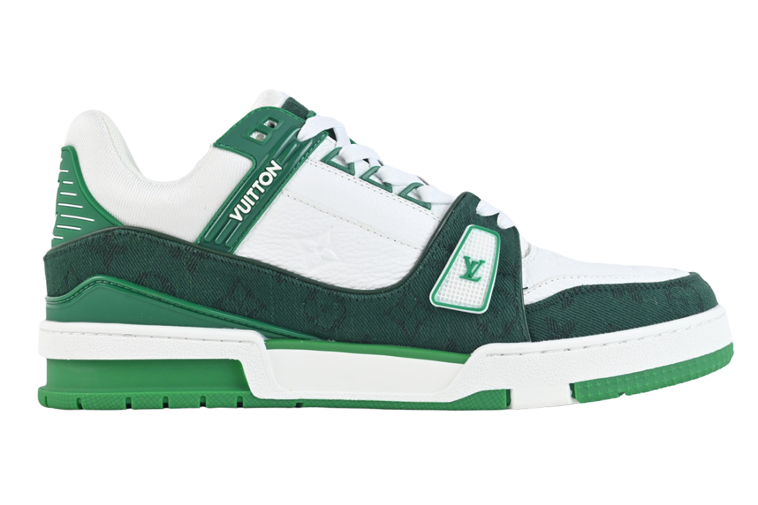 LV Trainer Green Monogram Denim White - Sneakerz Club UK