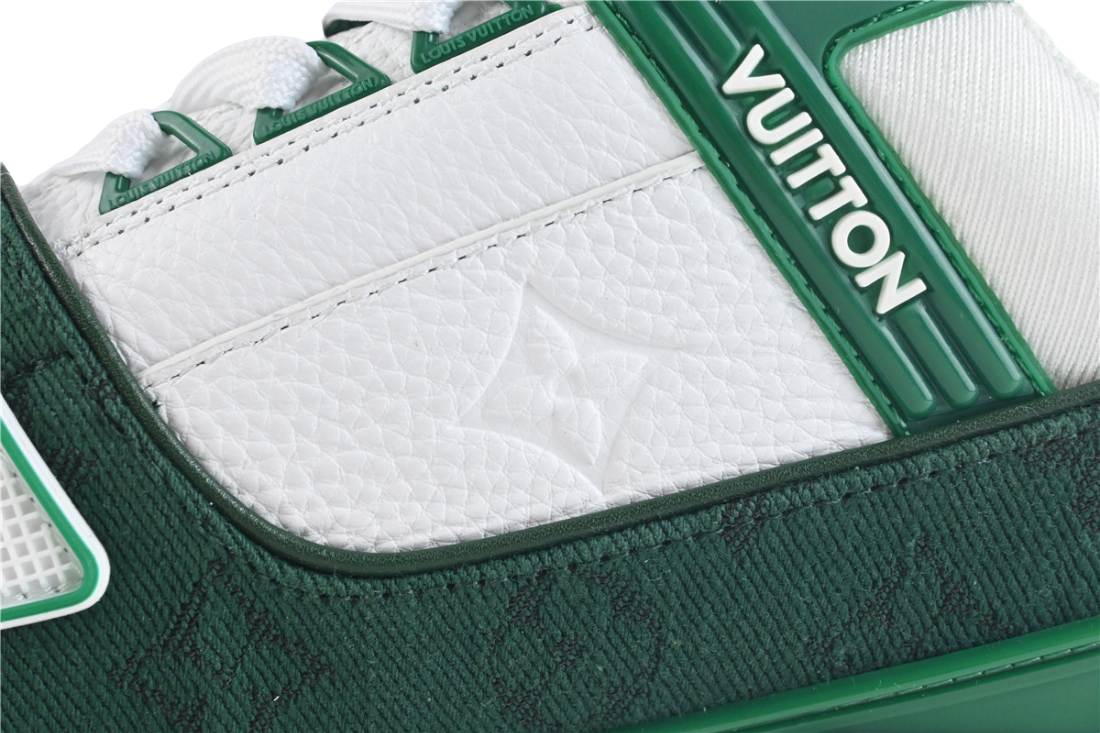 LV Trainer Green Monogram Denim White - Sneakerz Club UK