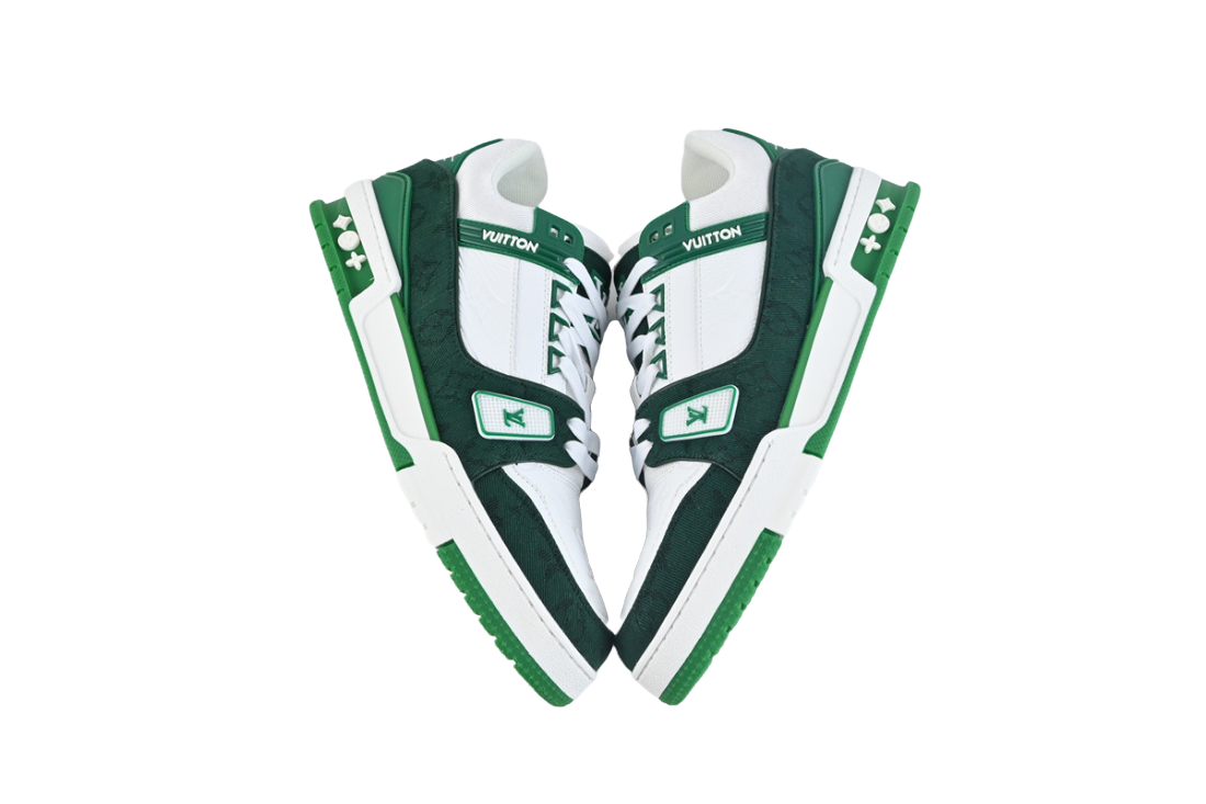 LV Trainer Green Monogram Denim White - Sneakerz Club UK